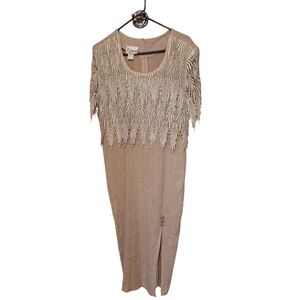 Stunning Vintage CARMIN ACQUARIUM USA MIDI length Dress Embroidery FLAPPER MED